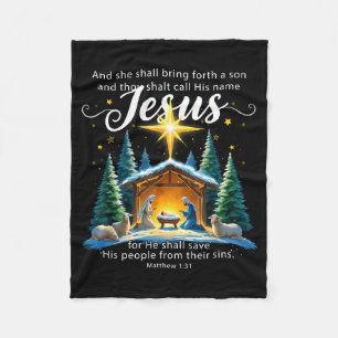 And Thou Shalt Call His Name Jesus Nativity Christ Fleece Blanket
