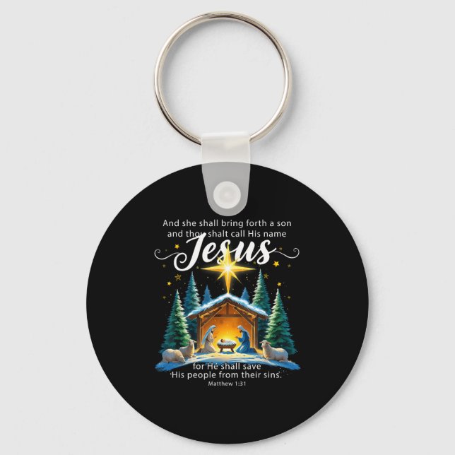 And Thou Shalt Call His Name Jesus Nativity Christ Key Ring (Front)