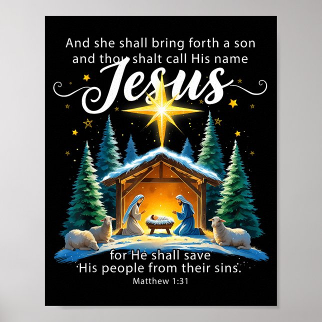 And Thou Shalt Call His Name Jesus Nativity Christ Poster (Front)