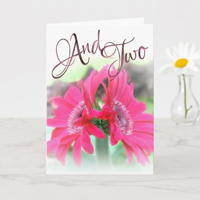 And Two Shall Become One Double Gerber Congrats Card (Small Plant)