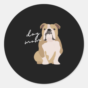 And White English Bulldog Dog Mum Woman  Classic Round Sticker