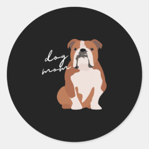 And White English Bulldog Dog Mum Woman Classic Round Sticker