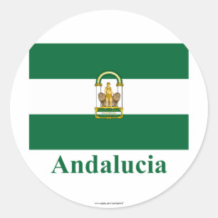 Andalucía flag with name classic round sticker
