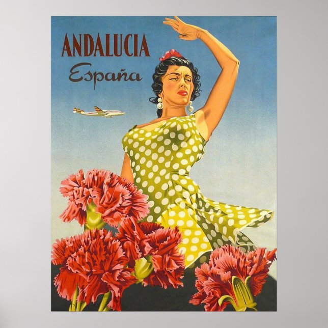Andalucia, Spain, traditional dance, woman,vintage Poster (Front)