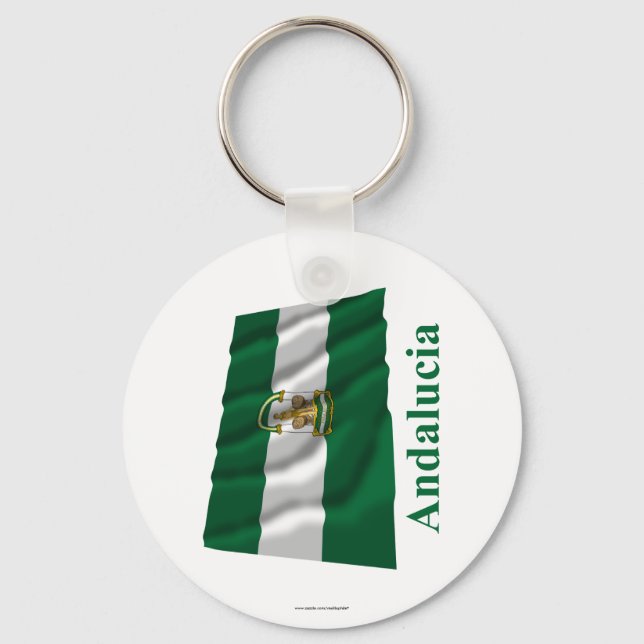 Andalucía waving flag with name key ring (Front)
