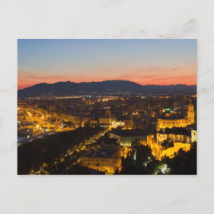 Andalusia - Malaga at sunset postcard