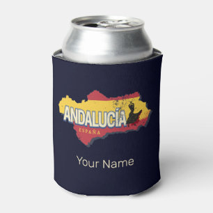 Andalusia Spain Retro Map Vintage Flamenco Holiday Can Cooler