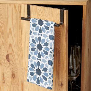 Andalusian Echoes: Boho Moroccan Geometry Tea Towel