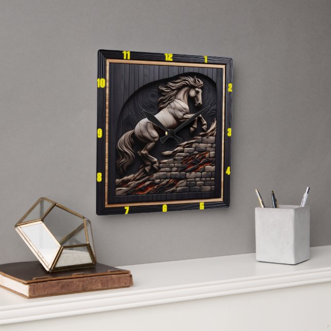 Andalusian Leap: Art, Time, Personalised Elegance Square Wall Clock (Office)