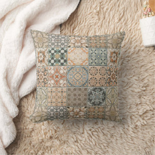 Andalusian Moroccan Zellige Tiles Throw Pillow