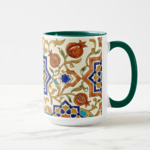 Andalusian Pomegranate & Blue Star Geometric Tile  Mug