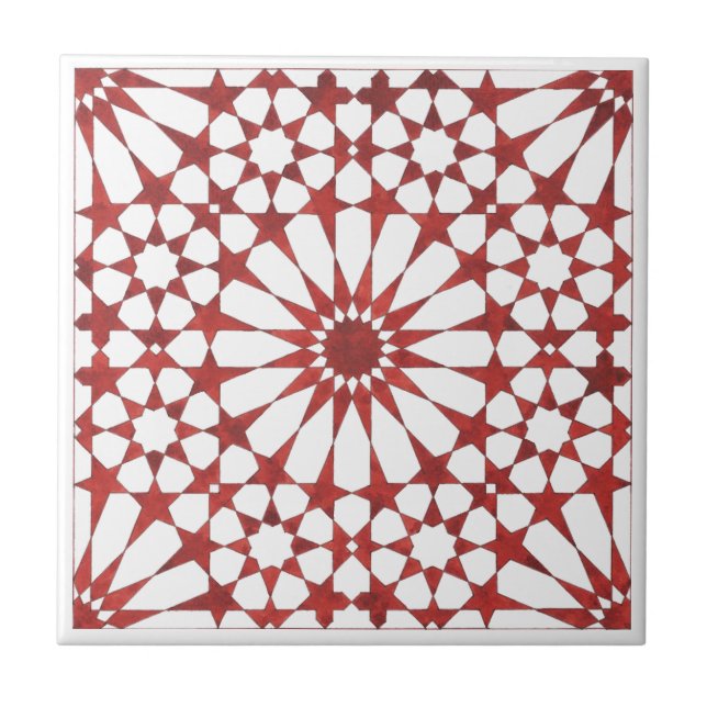 Andalusian red mosaic ALHAMBRA Ceramic Tile (Front)