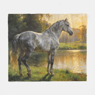 Andalusian Stallion by the Lake Fleece Blanket