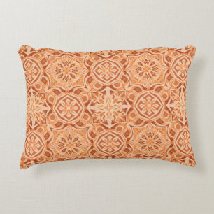 Andalusian Star Pattern in Peach and Terracotta Decorative Cushion