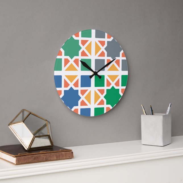 Andalusian Tiles 4 Large Clock (Office)