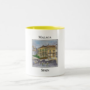 Andalusian Town Heart, Malaga, Spain Two-Tone Coffee Mug