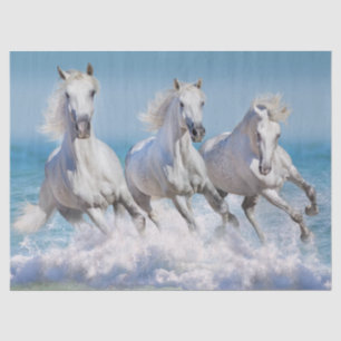 Andalusian white horses run in the waves tissue paper