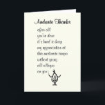 Andante Thanks A Funny Thank You Poem<br><div class="desc">A funny thank you card,  featuring a bad poem and illustration,  about the tempo of appreciation. Our character,  tillie,  is holding a baton as an orchestra conductor.</div>