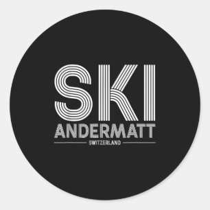 Andermatt Ski Resort Swiss Alps Skiing Switzerland Classic Round Sticker