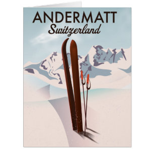 Andermatt Switzerland ski poster travel print.