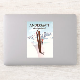 Andermatt Switzerland ski poster travel print.