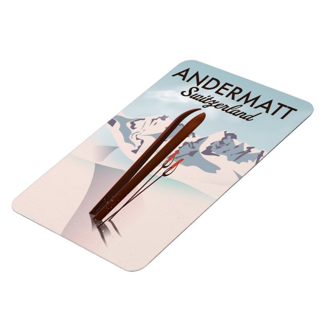 Andermatt Switzerland ski poster travel print. Magnet (Left Side)