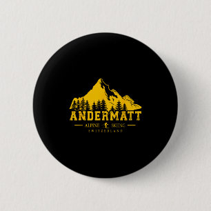 Andermatt Switzerland Ski Resort Alpine Skiing Swi 6 Cm Round Badge