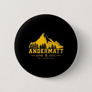 Andermatt Switzerland Ski Resort Alpine Skiing Swi 6 Cm Round Badge