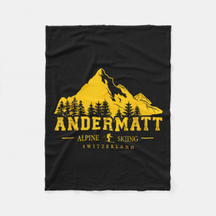 Andermatt Switzerland Ski Resort Alpine Skiing Swi Fleece Blanket