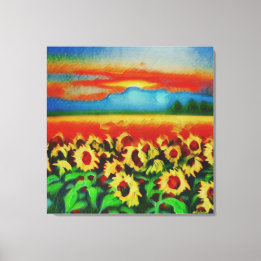 Anders Artistry*Storm Over A Field Of Sunflowers*  Canvas Print