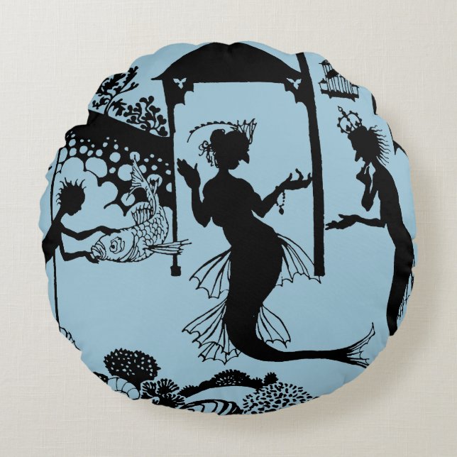 Andersen: Little Mermaid Silhouette Round Cushion (Front)