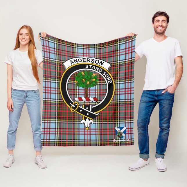 Anderson Ancient Clan Badge Tartan Plaid Fleece Blanket (In Situ)