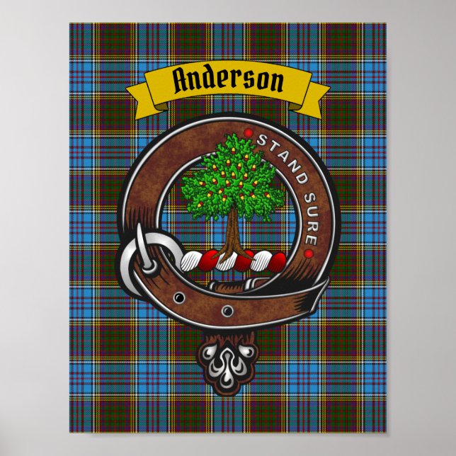 Anderson Clan Badge & Tartan 8.5x11 Poster (Front)