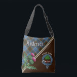 Anderson Clan Badge & Tartan  Crossbody Bag<br><div class="desc">This crossbody bag features the Anderson clan badge,  tartan and motto! Also includes the Scottish thistle peeking from the corner. Carry all your "stuff" and your hands are free to use your phone! Comes with three interior pockets! Show off your Scottish heritage!</div>