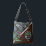 Anderson Clan Badge & Tartan  Crossbody Bag<br><div class="desc">This crossbody bag features the Anderson clan badge,  tartan and motto! Also includes the Scottish thistle peeking from the corner. Carry all your "stuff" and your hands are free to use your phone! Comes with three interior pockets! Show off your Scottish heritage!</div>