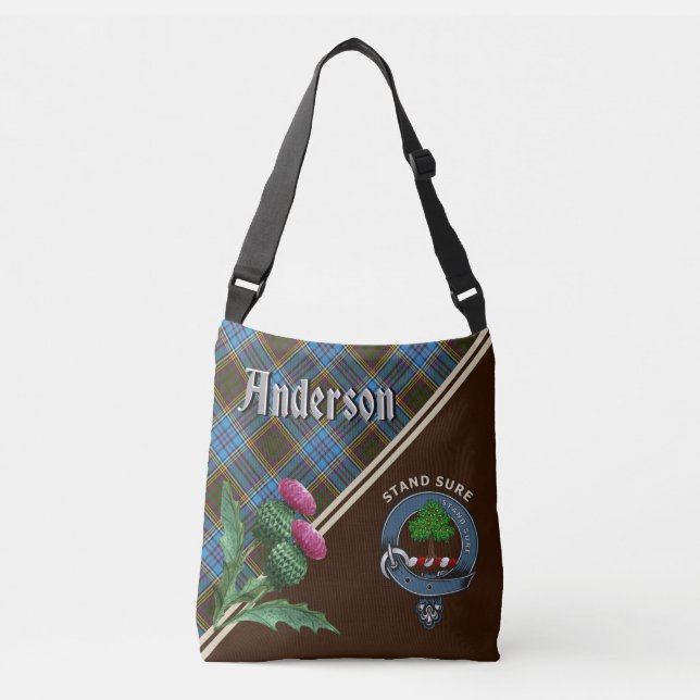 Anderson Clan Badge & Tartan  Crossbody Bag (Front)
