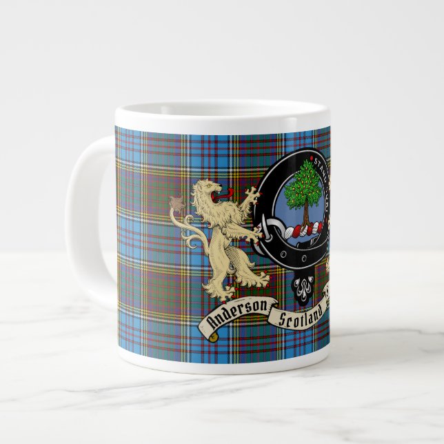 Anderson Clan Badge & Tartan  Large Coffee Mug (Front Left)