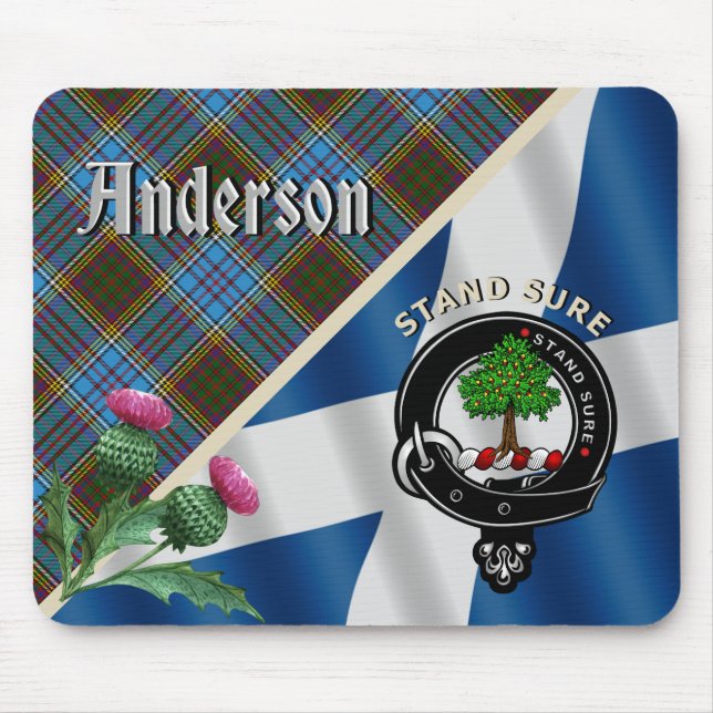 Anderson Clan Badge & Tartan  Mouse Pad (Front)