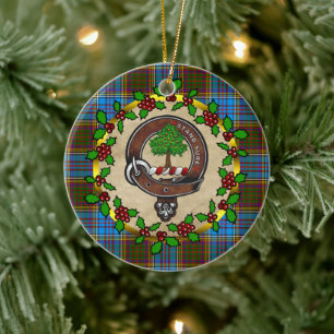 Anderson Clan Badge & Tartan Personalised Xmas Ceramic Ornament