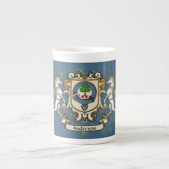 Anderson Clan Badge w/Unicorn Bone China Mug (Front)