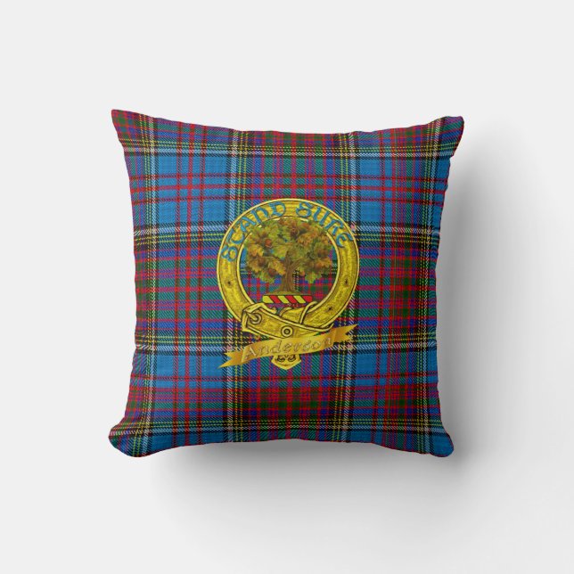 Anderson Clan Tartan & Motif Cushion (Front)