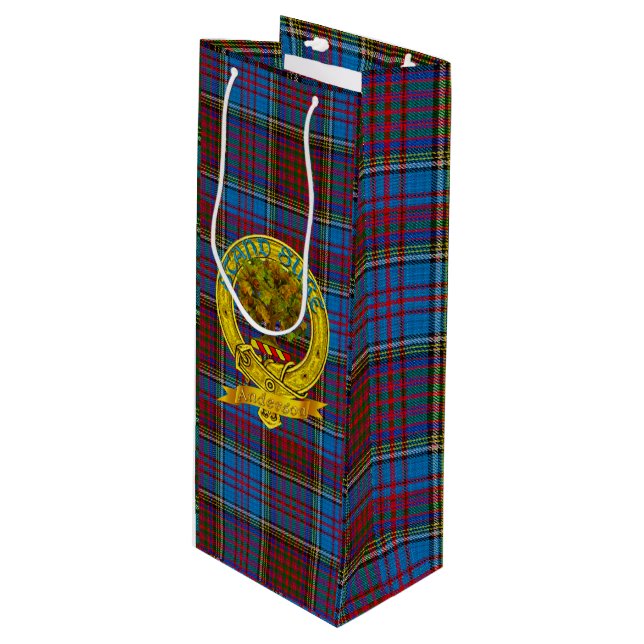 Anderson Clan Tartan & Motif Wine Gift Bag (Front Angled)
