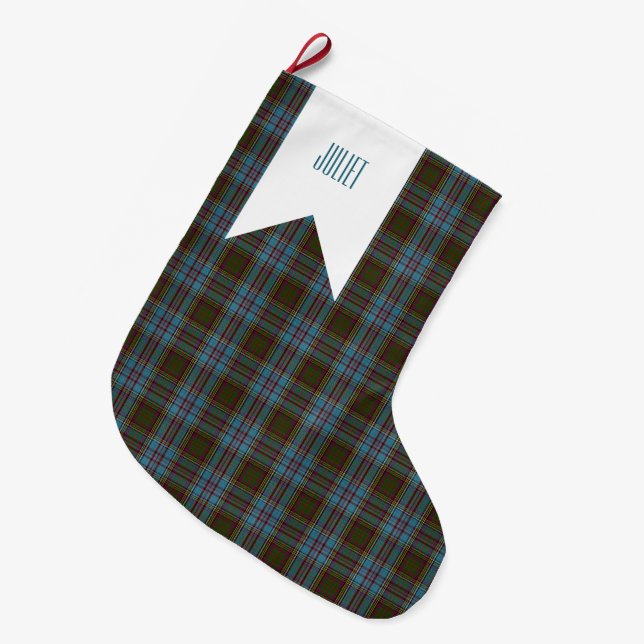 Anderson Clan Tartan Plaid Pattern Scottish Large Christmas Stocking (Front (Hanging))