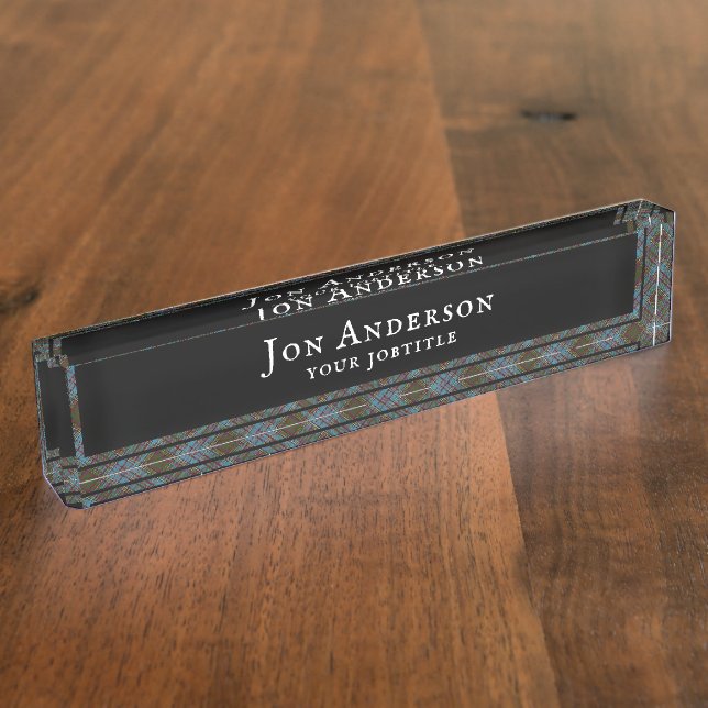 Anderson Clan Tartan Plaid Pattern Scottish Nameplate (Side)