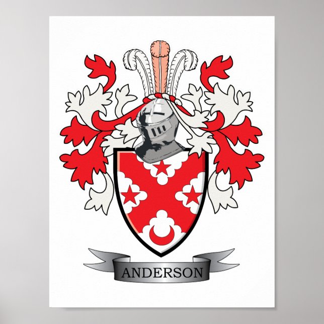 Anderson Family Crest Coat of Arms Poster (Front)