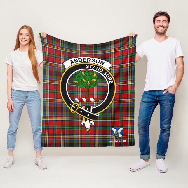 Anderson Of Arbrake Clan Badge Tartan Plaid Fleece Blanket (In Situ)