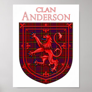 Anderson of Kinnedear Red Tartan Scottish Plaid Poster