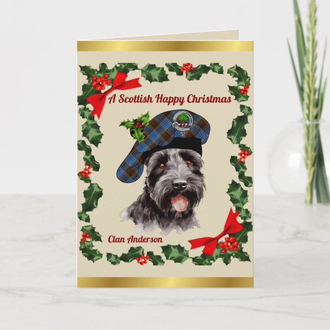Anderson Scottie Dog Personalised Xmas Card (Front)