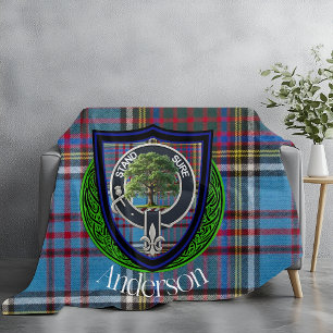 Anderson Scottish Clan Tartan & Crest Fleece Blanket