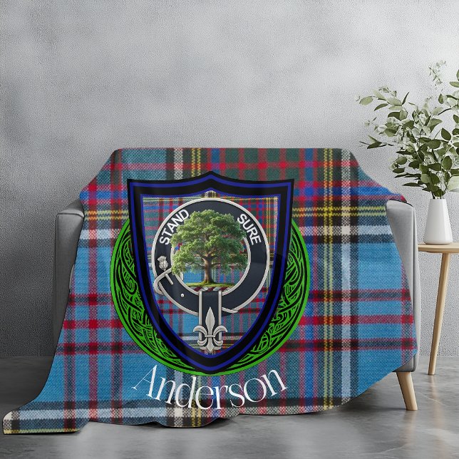 Anderson Scottish Clan Tartan & Crest Fleece Blanket (Creator Uploaded)